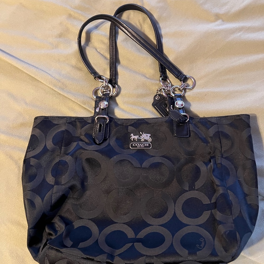 Coach Navy Signature Tote Bag